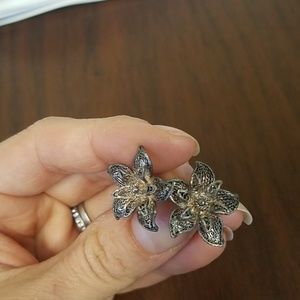 Real silver flower earrings
